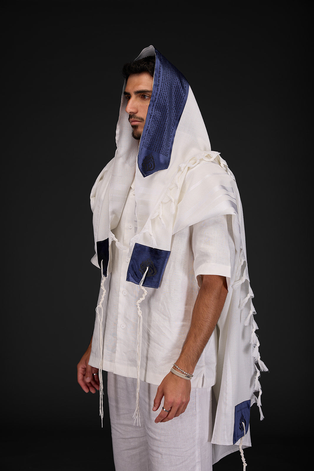 טלית צמר דגם תיקון הכללי כחול