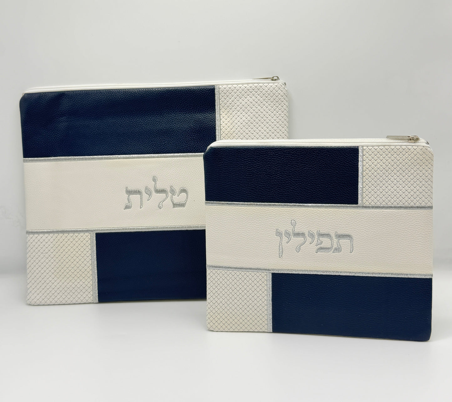 סט כיסויים לטלית ולתפילין דגם אוריה כחול